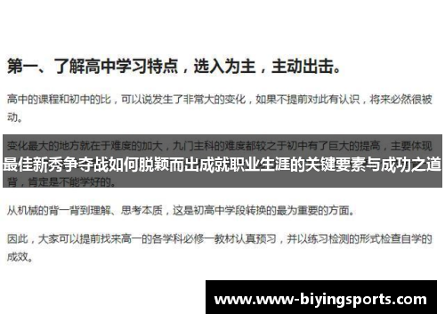 最佳新秀争夺战如何脱颖而出成就职业生涯的关键要素与成功之道