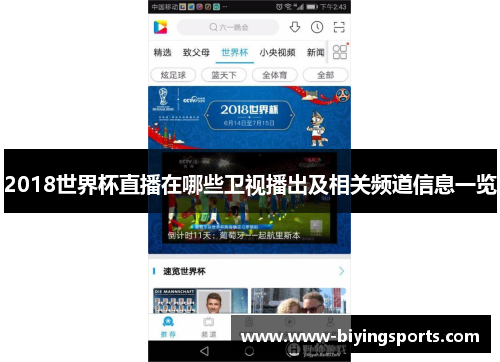 2018世界杯直播在哪些卫视播出及相关频道信息一览